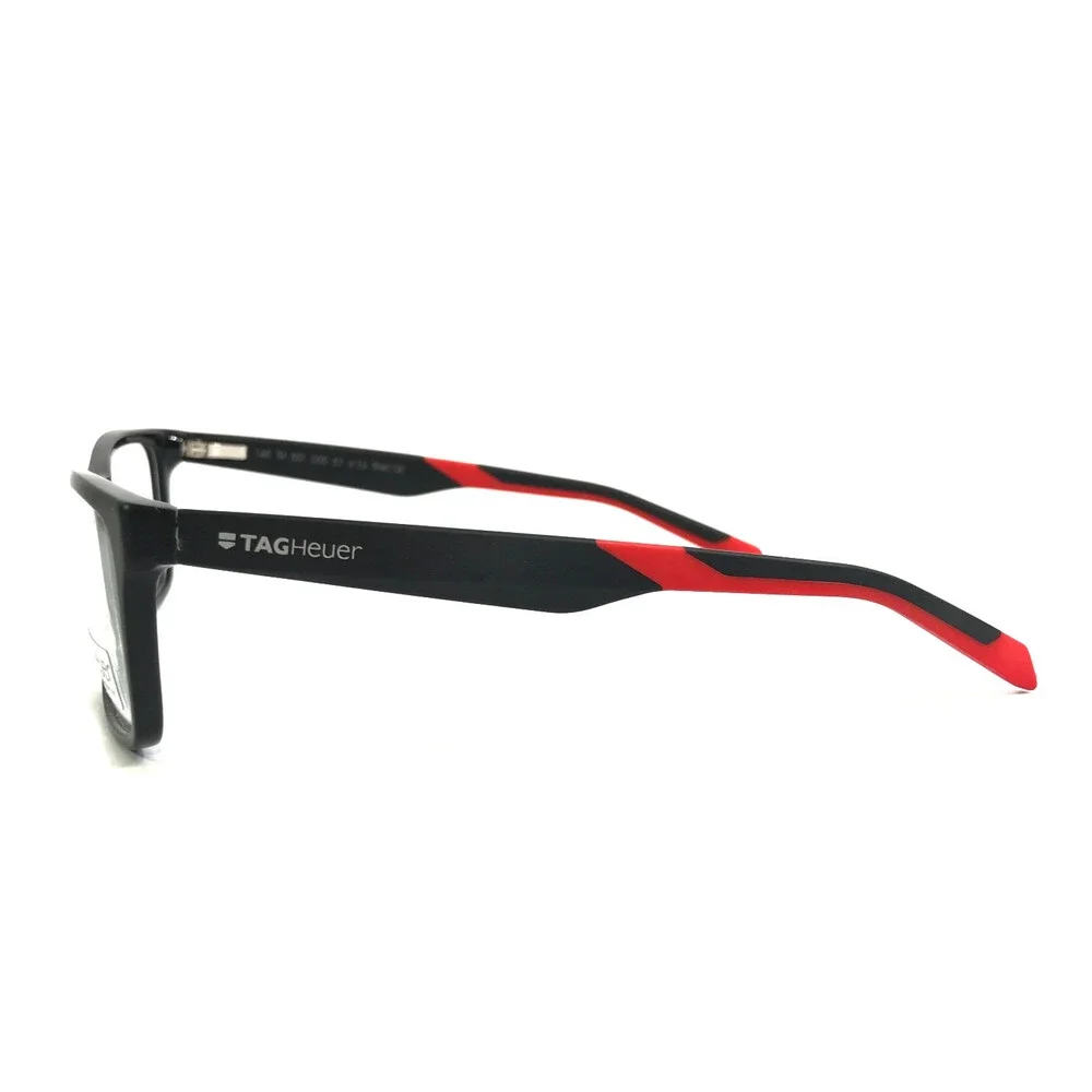 Tag Heuer Eyeglasses Frames TH551 005 Black Red Rectangle Full Rim 57-16-145